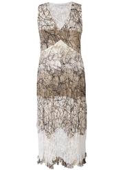 Ivory & Mocca Scribble Print Lace Trim Dress