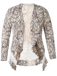Ivory & Mocca Scribble Print Lace Trim Shrug