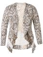 Ivory & Mocca Scribble Print Lace Trim Shrug
