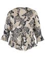 Vanilla & Navy Applique Emb Floral Devoree Shrug