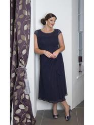 Navy Sequin Trim Mesh Dress