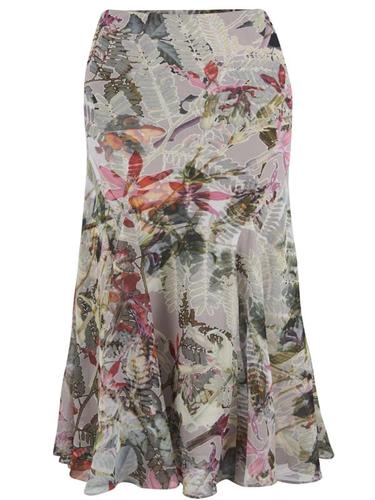 Silver Grey Fern Print Skirt
