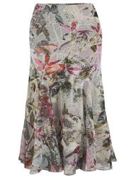 Silver Grey Fern Print Skirt