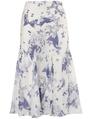 Ivory & Navy Butterfly Print Silk Skirt