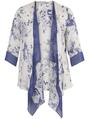Ivory & Navy Butterfly Print Navy Trim Shrug