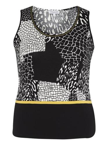 Black/Ivory Geometric Jersey Vest With Contrast Tipping