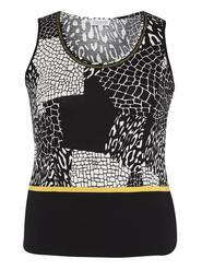 Black/Ivory Geometric Jersey Vest With Contrast Tipping