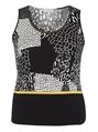 Black/Ivory Geometric Jersey Vest With Contrast Tipping