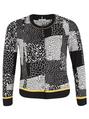 Black/Ivory Geometric Jersey Cardigan With Contrast Tipping