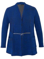 Royal & Black Stripe Cloque Zip Detail Cardigan
