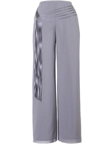 Silver Grey Spaghetti Belt Chiffon Trouser