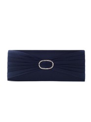 Navy Satin Diamanté Clutch Bag