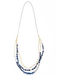 Hummingbird at Chesca Navy/Ivory Shell Beaded Necklace